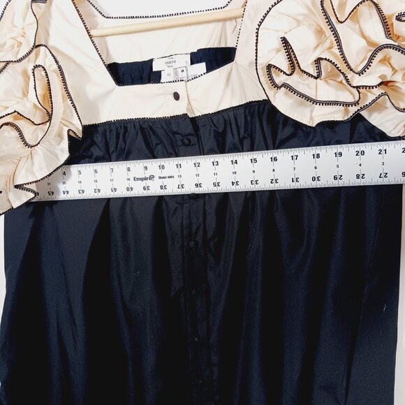 Entro NWT Medium Manhattan Chic Dress, Black W/ Cream Oversized Ruffled Sleeves - Picture 10 of 16